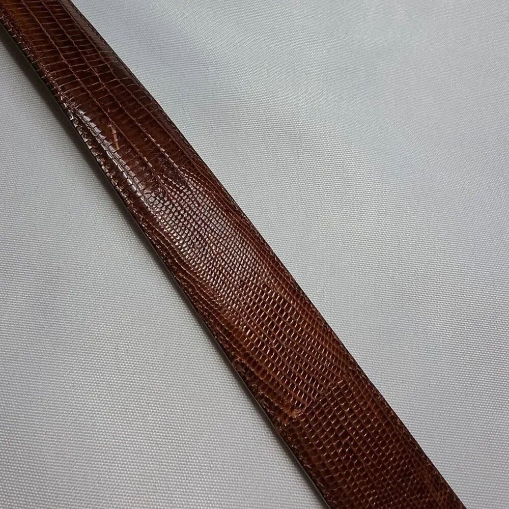 Saks Fifth Ave Unisex Dress Belt 34 Leather Lizard Skin Made in Spain Men Women